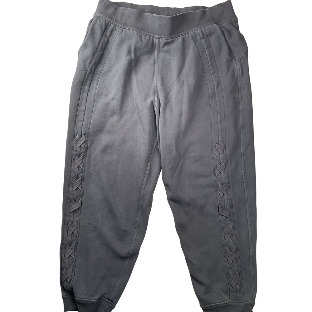 Lululemon Scuba Jogger 7/8 Womens 14 Black Lace Up Ribbon Detail High Rise